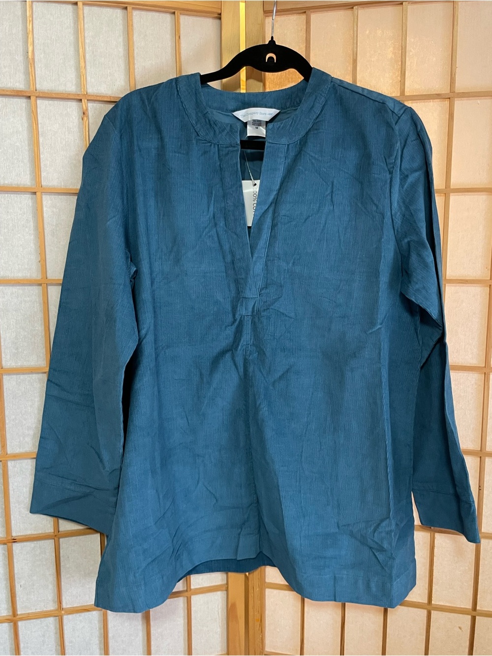 THE COMPANY STORE NWT Blue Corduroy Tunic Top Women's